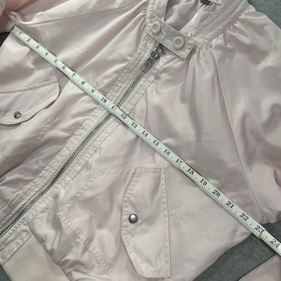 Free People Womens Size M Pink Bomber Jacket Full Zip Button Pockets - Picture 11 of 16